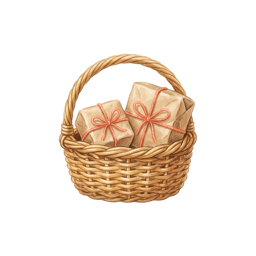 A wicker basket of parcels